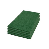 Case of 12" x 18" Green Rectangular Heavy Duty Square Scrub Floor Pads (5 Pack) Thumbnail