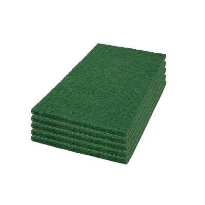 14" x 20" Green Rectangular Heavy Duty Square Scrub Floor Pads (5 Pack) Thumbnail