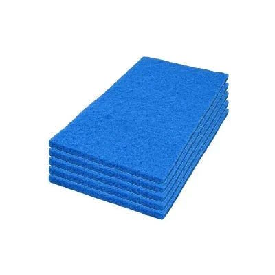 Case of 14 x 28 inch Blue Rectangular Floor Scrubbing Pads