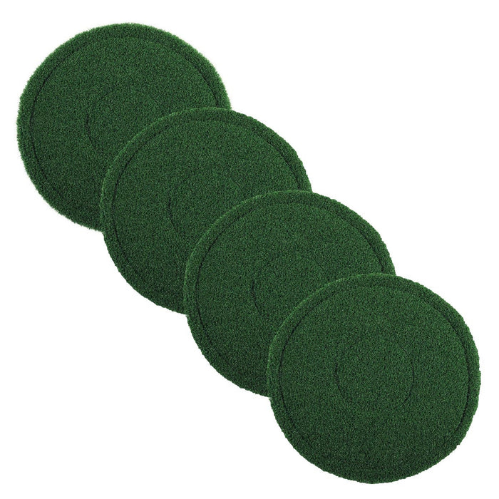 17" Green Turf Pads for Heavy Duty Grout Scrubbing w/ a Floor Buffer (4 Pack)