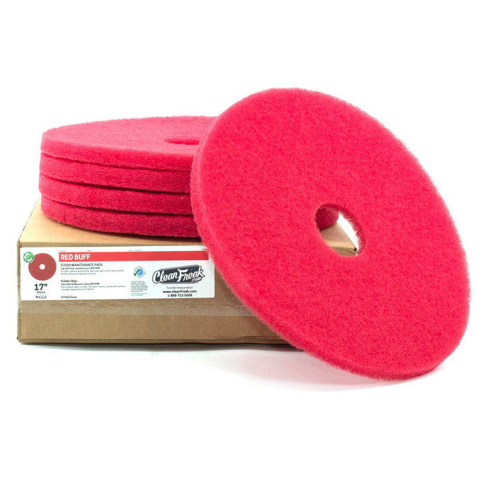 17 inch Red Round Floor Scrubbing Pads - Case of 5 Thumbnail