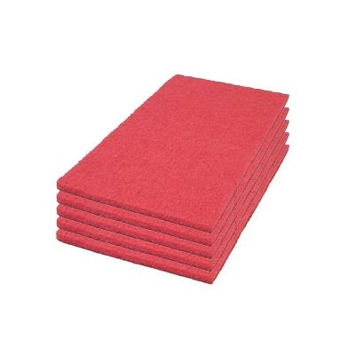 12" x 18" Red Rectangular Orbital Floor Buffer Scrubbing & Spacer Pads (5 Pack) Thumbnail