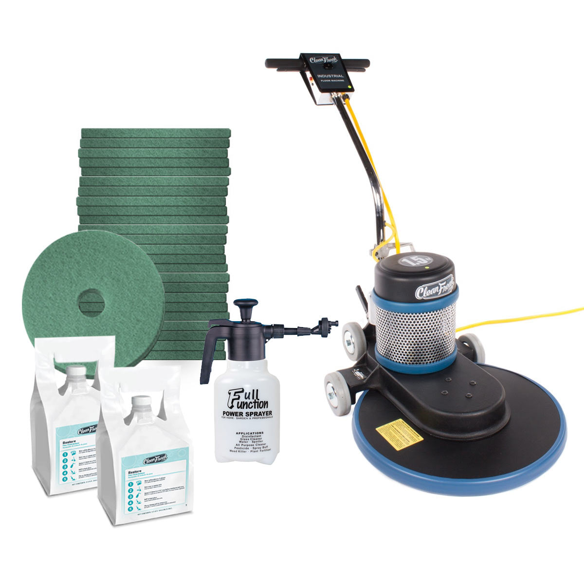 CleanFreak® 20" Floor Burnishing Machine, Pads & Spray Buff