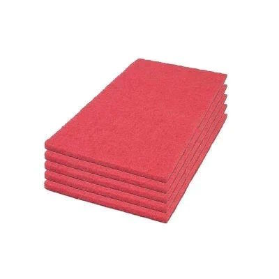 14 x 28 inch Red Rectangular Floor Scrubbing Pads (5 Pack) Thumbnail