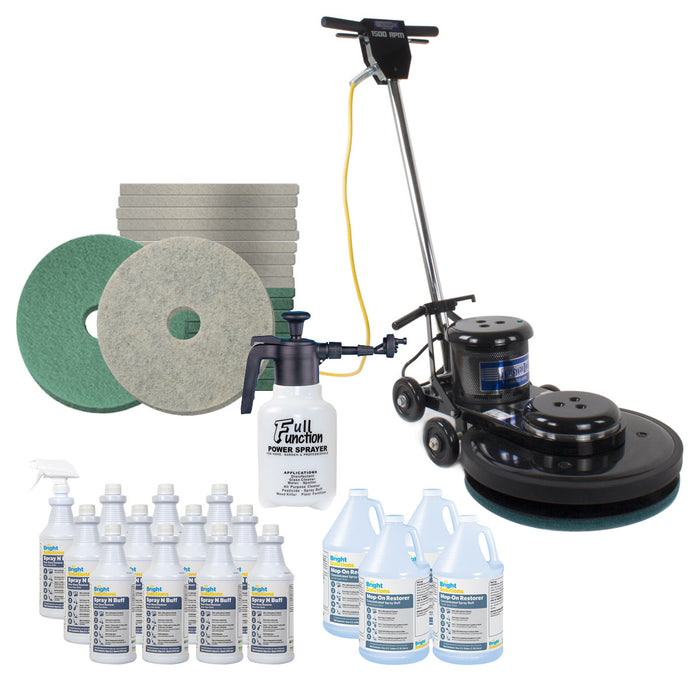 20 inch Commercial Floor Burnishing Package with Chemicals & Pads