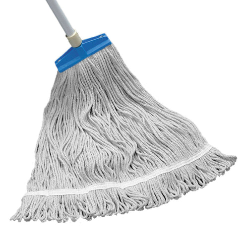 White Cotton / Rayon Floor Cleaning and Stripping Mop with Threaded Head (Medium) - Looped End Thumbnail