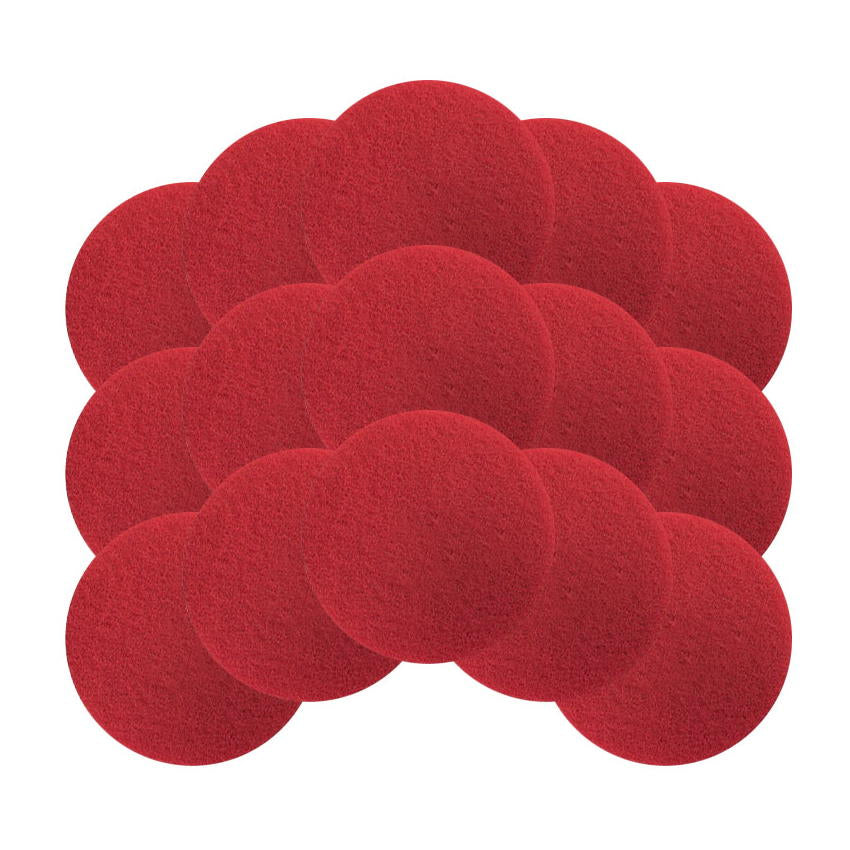 6.5" Round Red Floor Buffing & Scrubbing Pads (15 Pack) —