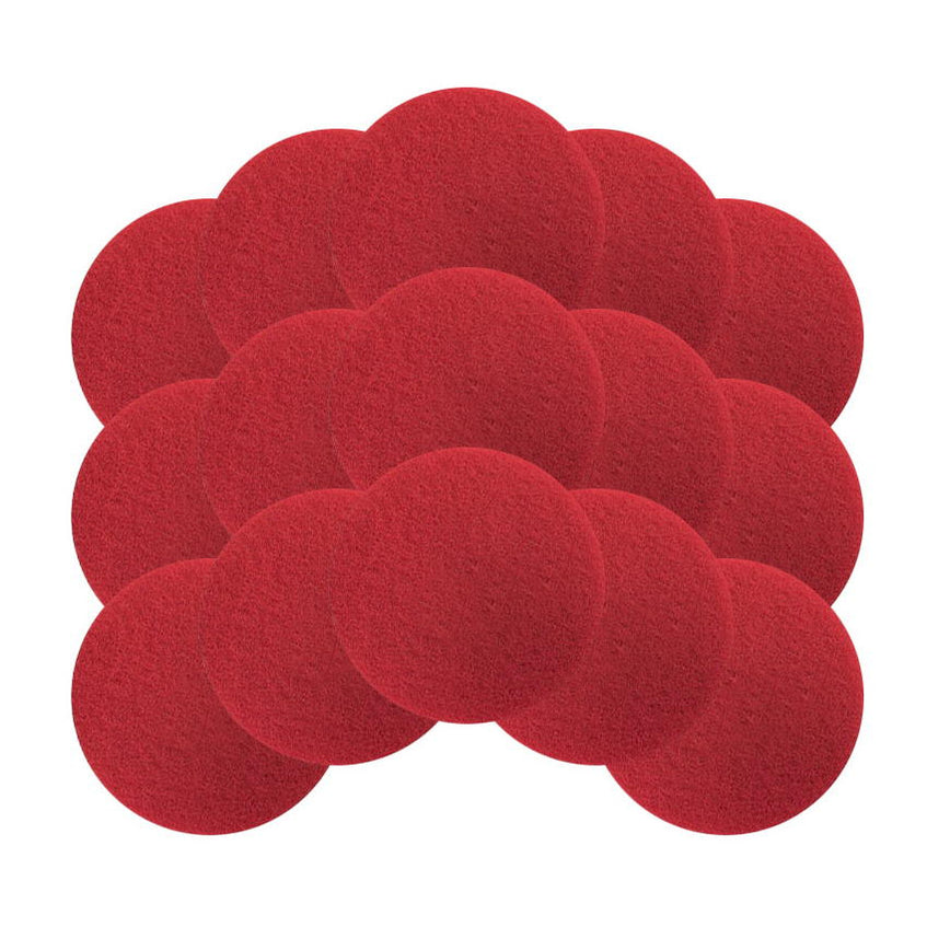 6.5" Round Red Floor Buffing & Scrubbing Pads (15 Pack) —