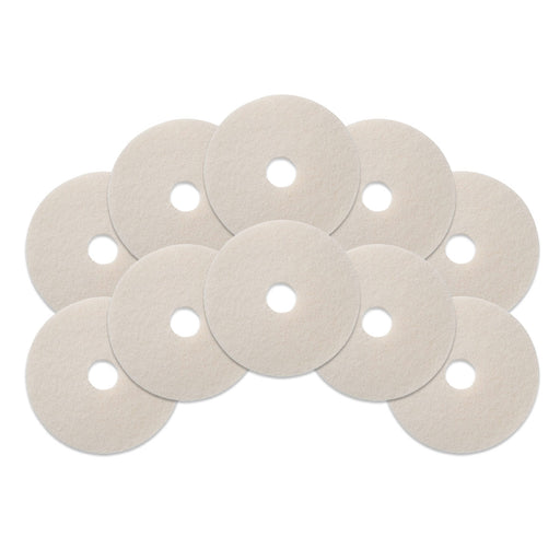 6.5" Round White Floor Polishing Pads (10 Pack)